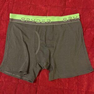 Spyder Men's Cotton Boxer Briefs‎ Size Large NWOT Black/Green Band